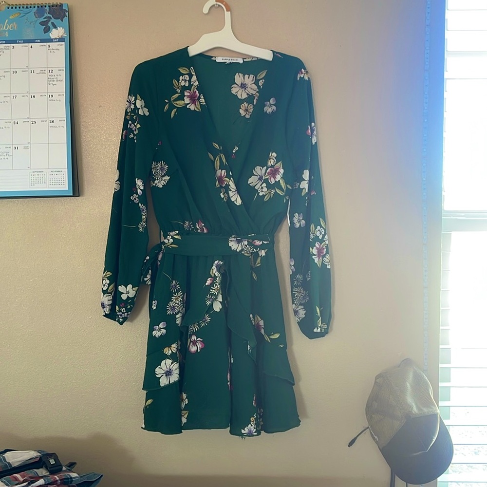 Brand new lightweight floral green dress